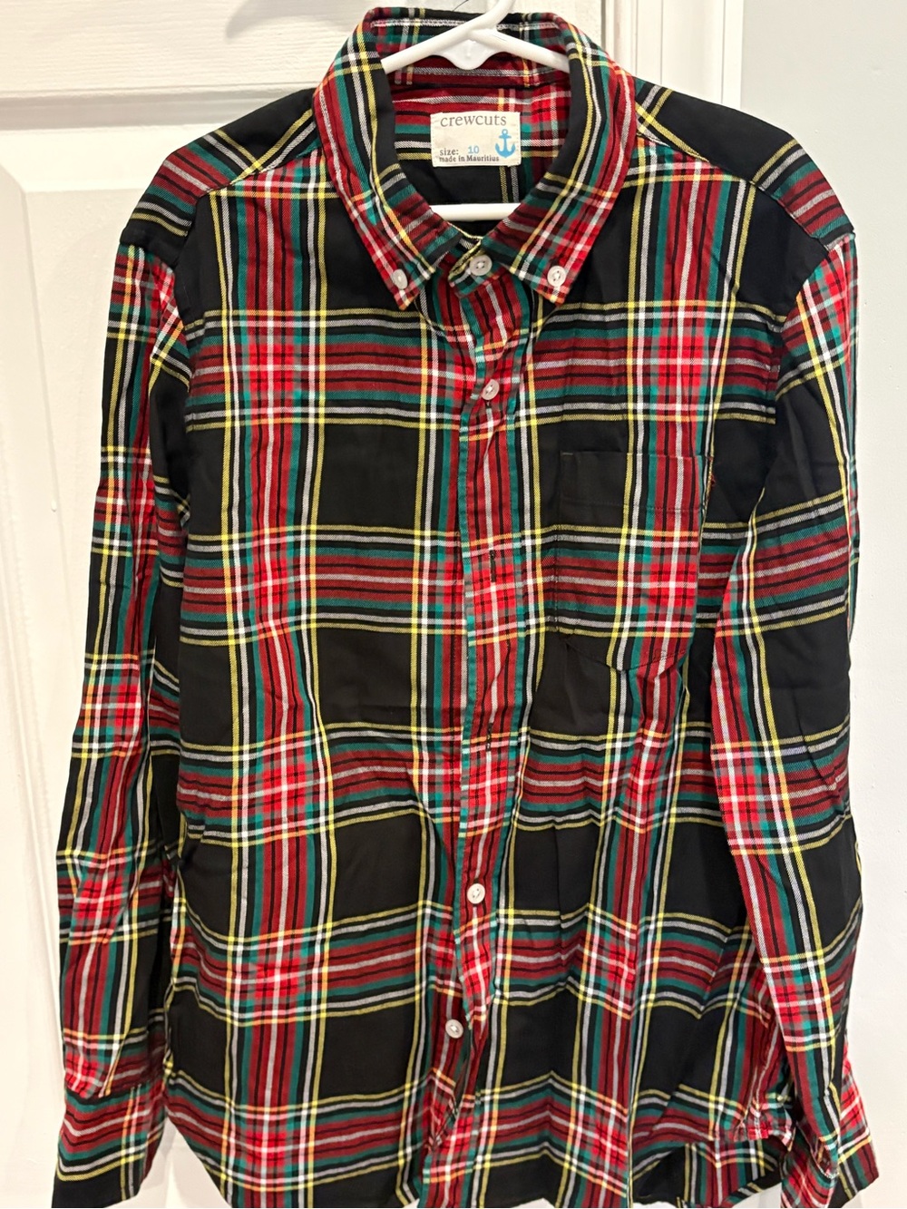 Crewcuts Black, Red & Yellow Plaid Button-Down Shirt Size 10